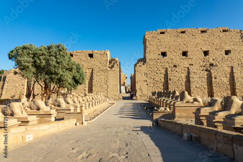 Entrance of Karnak temple complex on the east bank of the Nile river, in Luxor Egypt