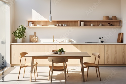 a kitchen with a wooden table and chairs © Kevin