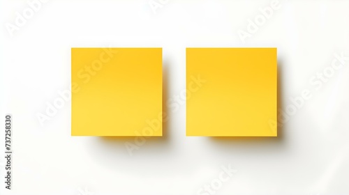 Two Yellow square Paper Notes on a white Background. Brainstorming Template with Copy Space