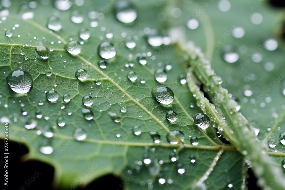 A close-up of a dew-covered leaf A close-up of a dew-covered leaf