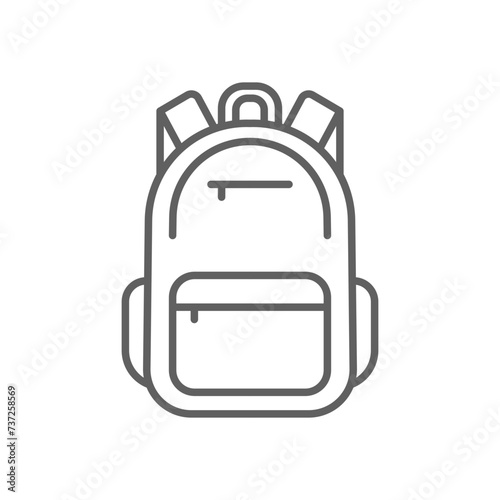 Backpack icon. Simple outline style. Bag, school, back, pack, schoolbag, knapsack, student concept. Thin line symbol. Vector illustration isolated. Editable stroke.