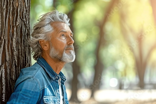 Mature man in a park feelin...