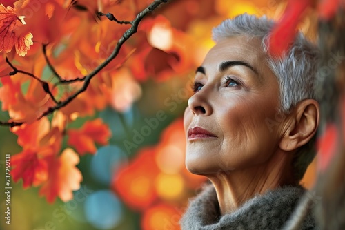 Mature woman in a park with...