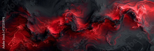 Red Liquid with Black Swirls in the Style of Dark foreboding Colors - Realistic Textures Abstraction Creation Marble Unearthly Chaotic Environments Background created with Generative AI Technology photo