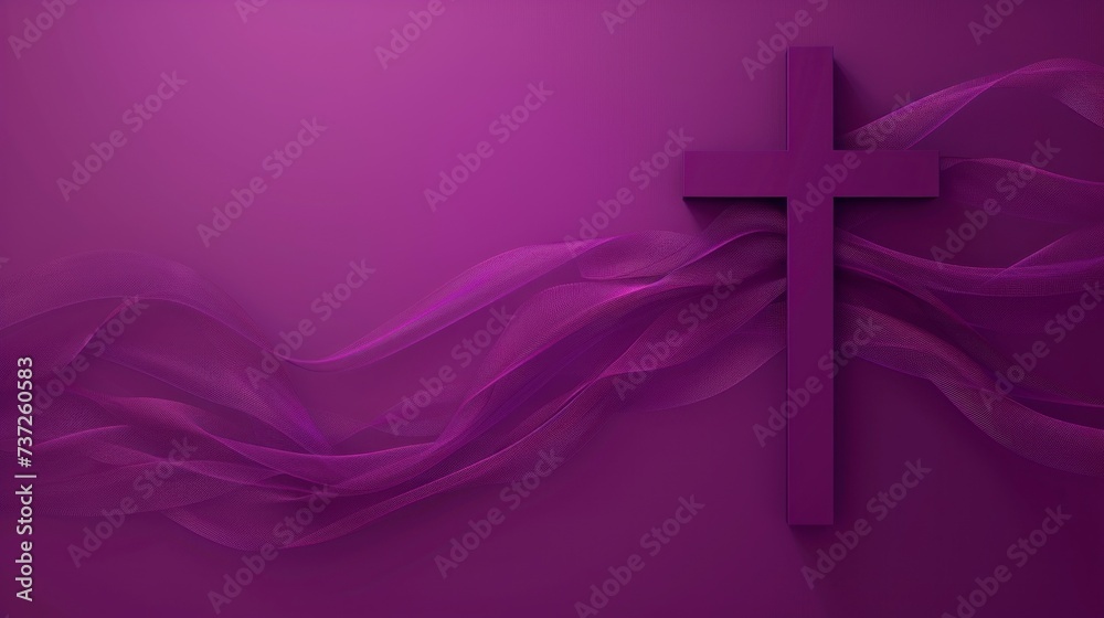 majestic white cross on purple background. concept holy week, religion - obrazy, fototapety, plakaty 