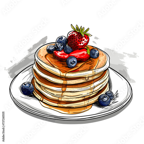 pancakes vector sketch style, white background