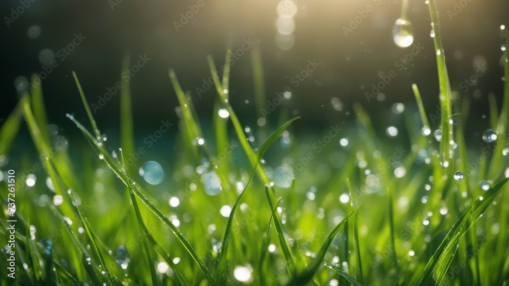 grass and dew grass with water drops 