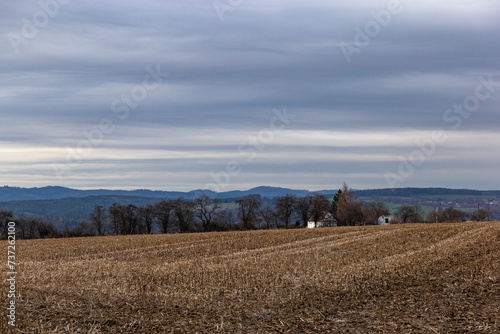Early springtime in European countryside. Villages on the horizon. © Sergey Fedoskin