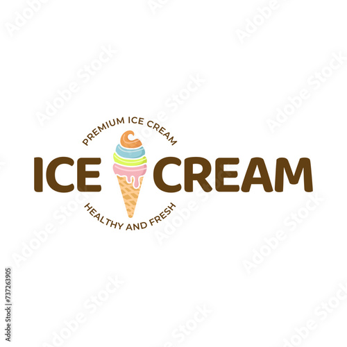 Ice Cream Logo Design. Ice cream shop logo badges and labels, gelateria signs.