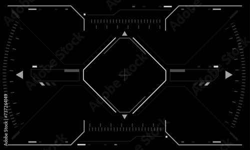 HUD sci-fi interface screen view white geometric design virtual reality futuristic technology creative display on black vector