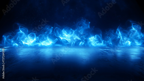 Burning blue flames and reflection, Blue Energy