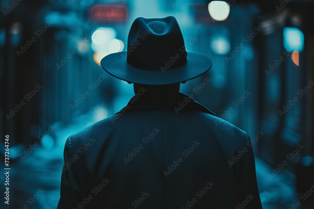 mafia man in hat in the street
