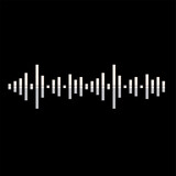 Pixel White sound Wavelength Visualization lines, on black background 