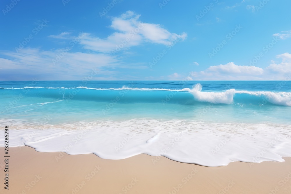 Waves crashing on a pristine sandy beach