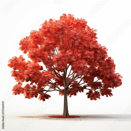 Closeup beautiful maple tree isolated on white background