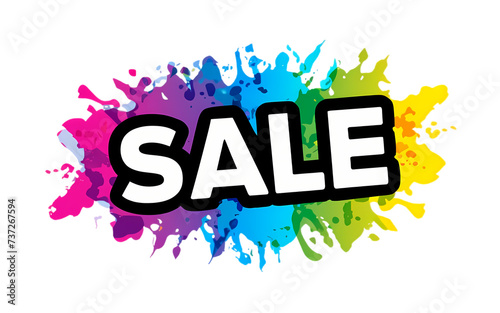 a banner with the word "SALE" and paint splatters on transparent background.