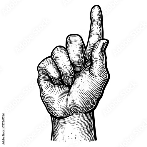 hand gesture in old engraving style for drawing reference