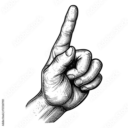 hand gesture in old engraving style for drawing reference