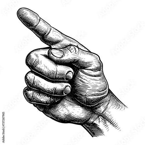 hand gesture in old engraving style for drawing reference