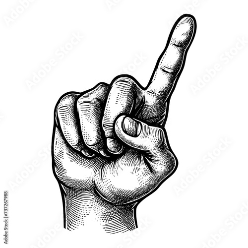 hand gesture in old engraving style for drawing reference