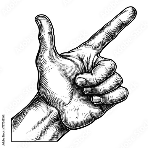 hand gesture in old engraving style for drawing reference