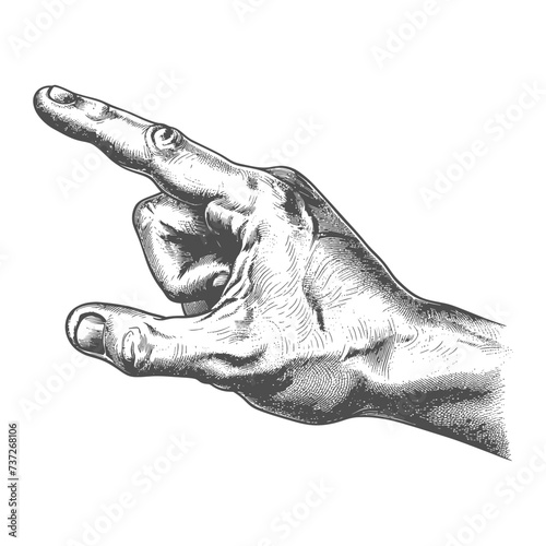 hand gesture in old engraving style for drawing reference