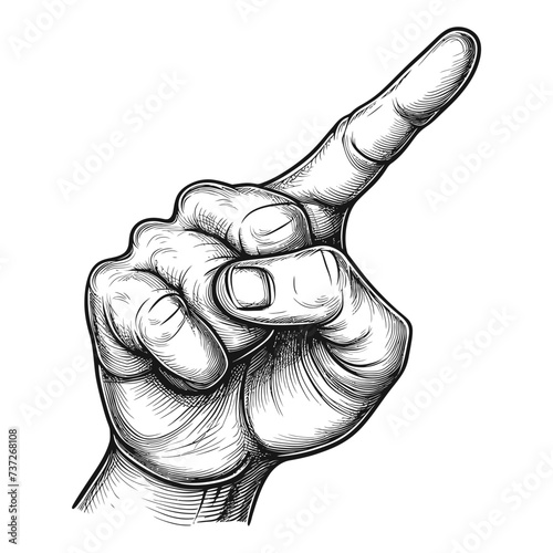 hand gesture in old engraving style for drawing reference