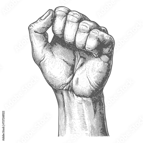hand gesture in old engraving style for drawing reference