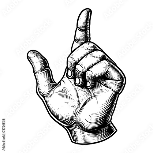 hand gesture in old engraving style for drawing reference