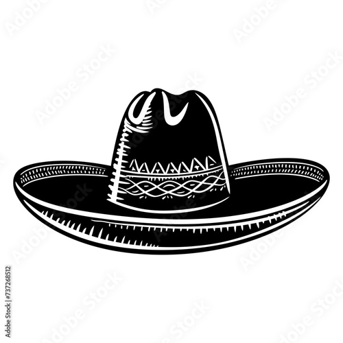 Silhouette mexican hat sombrero black color only