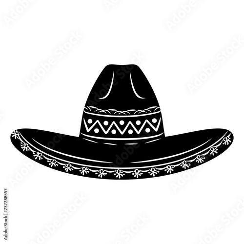 Silhouette mexican hat sombrero black color only