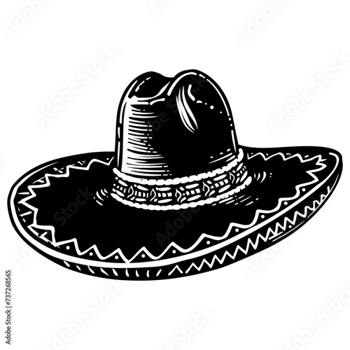 Silhouette mexican hat sombrero black color only