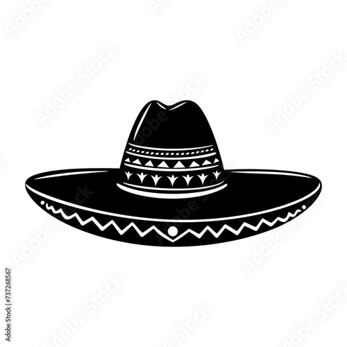 Silhouette mexican hat sombrero black color only