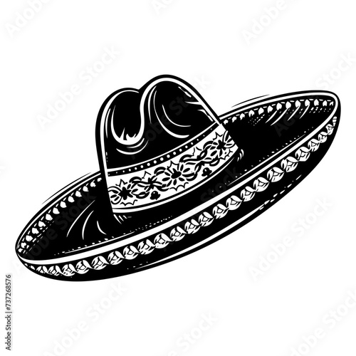 Silhouette mexican hat sombrero black color only