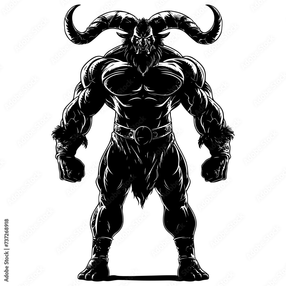 Silhouette Minotaur the Mythical Ancient Creature black color only Silhouette Minotaur the Mythical Ancient Creature black color only