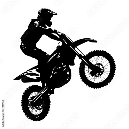 Silhouette Motocross jumps in the air black color only