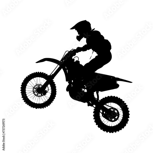 Silhouette Motocross jumps in the air black color only