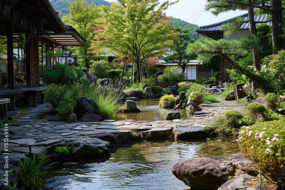 Japanese garden in Kyoto, Japan. The Japanese Garden is a public garden in Kyoto, Japan.
