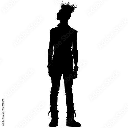 Silhouette punk man black color only full body