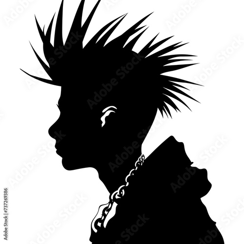 Silhouette punk man head black color only