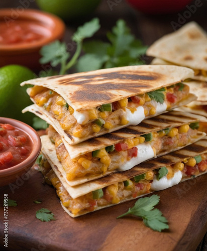 traditional Mexican cuisine quesadilla with juicy filling