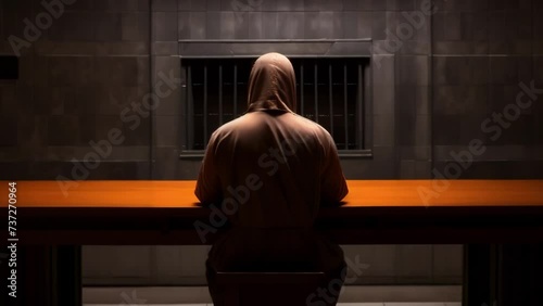 In Denial A defendant sits in the dock refusing to accept the truth revealed in his interrogation photo