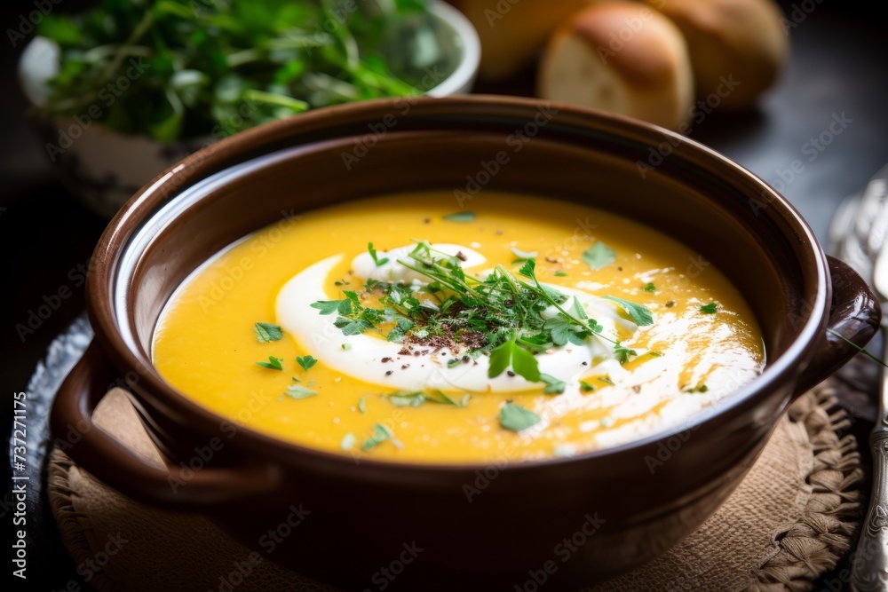 A warm and comforting bowl of butternut squash soup