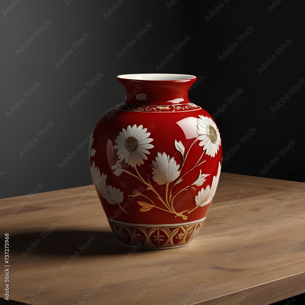 red ceramic vase