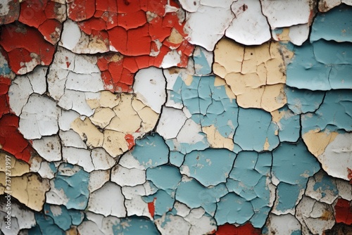 A macro shot of peeling paint revealing layers of color and texture