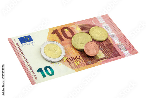 12,41 Euro Mindestlohn in Deutschland und Hintergrund transparent PNG cut out © PhotoSG