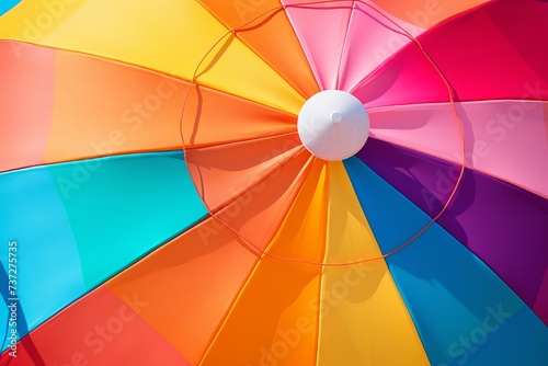 A close-up of a colorful afternoon beach umbrella