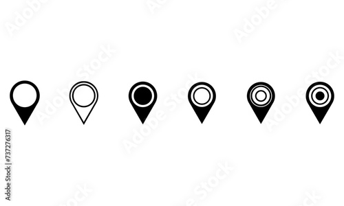 Set Of GPS Pin Dot Location Vector Icon