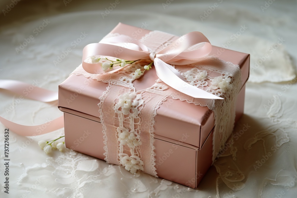 A gift box with a delicate lace border