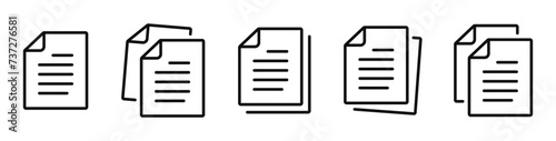Document line icon. Paper document icons set. File symbol. Vector